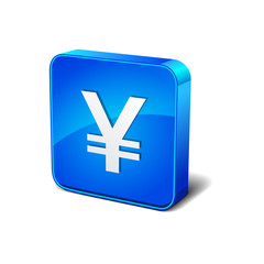 Yen 3d Round Corner Blue Vector Icon Button