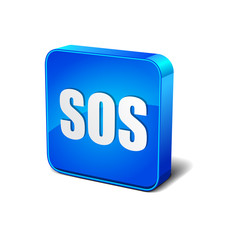 SOS 3d Round Corner Blue Vector Icon Button
