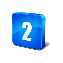 2 Number 3d Round Corner Blue Vector Icon Button
