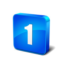 1 Number 3d Round Corner Blue Vector Icon Button