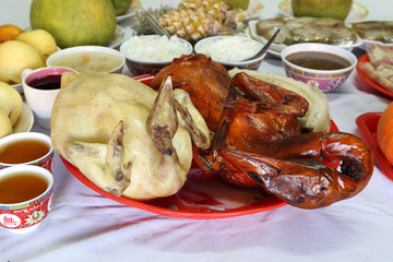 boiled chicken and Stewed duck and various food for Chinese New