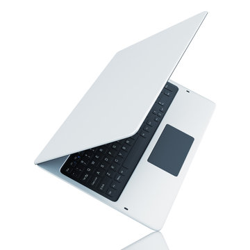 Turn modern laptop isolated on white background