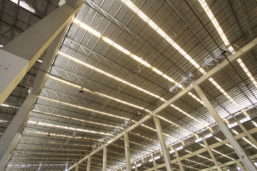 empty warehouse, structure of large empty abandoned warehouse