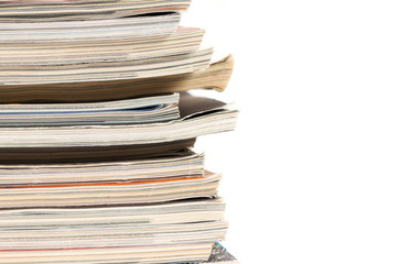Colorful magazines up close