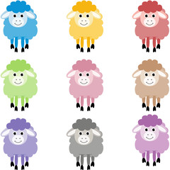 Obraz premium Cute sheep in different colors