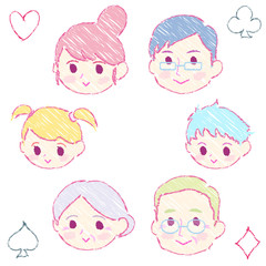 Obraz premium 家族表情普通_手描き