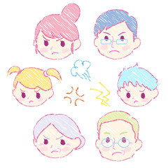 家族表情怒る_手描き