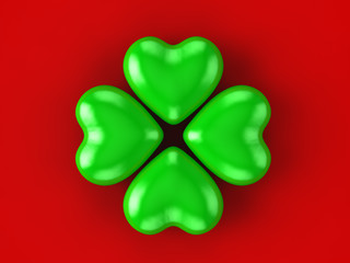 Green heart 4 leaves clover