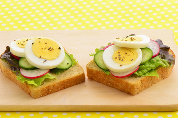 Egg slices on whole wheat bread