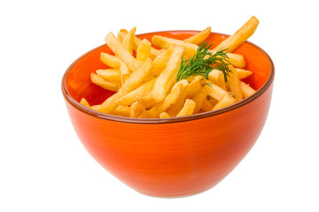 French fries on white background