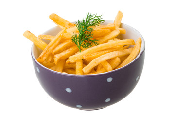 French fries on white background