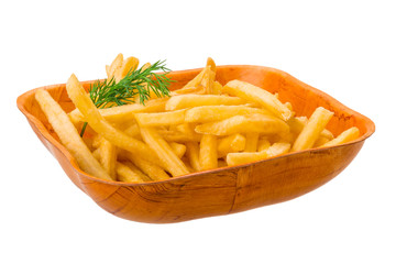 French fries on white background
