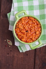 minced beef stew with vegetables and tomatoes