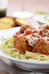 Spaghetti with turkey meatballs