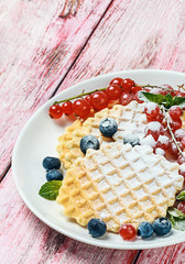 Waffles with fresh berries