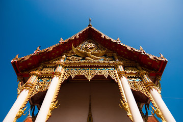 The pediment of the temple, Thailand, This is a Buddhist temple