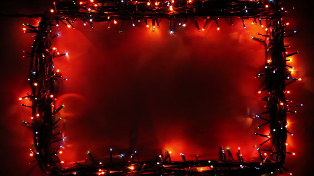 Blinking frame with Christmas lights, HD 1080p, loop