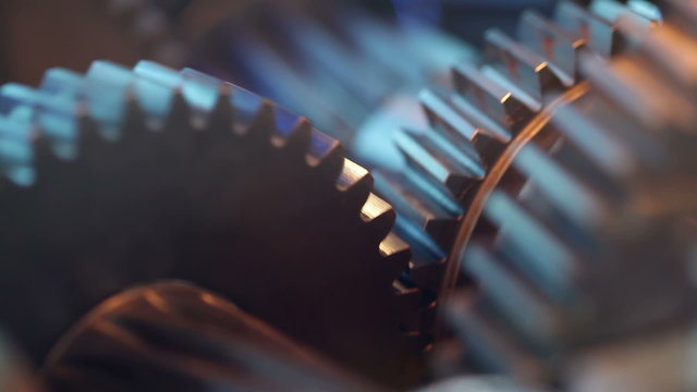 Gears with cogs in action. HD 1080p, Loop.