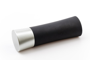 Black bottle perfume isolated white background