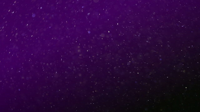 Flying dust particles abstract purple background, HD 1080p