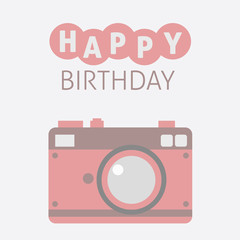 Flat Cute Camera Card Happy Birthday Icon