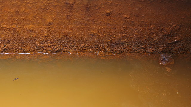 Increasing level of water in the rusty caisson. HD 1080p.