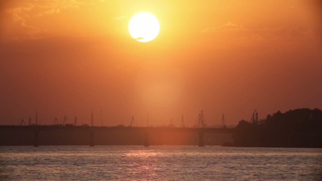 sunset in the city . timelapse