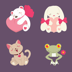 Vector illustration of cute animal set