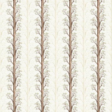 Seamless pattern with a watercolor tree illustration