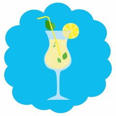 glass of lemonade or mojito, vector cocktail