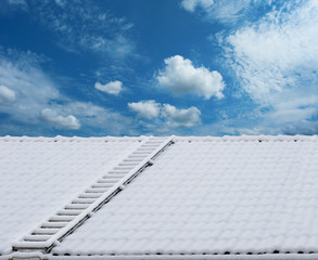 Roof ladder in snow