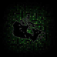 Canada map silhouette on hex code illustration