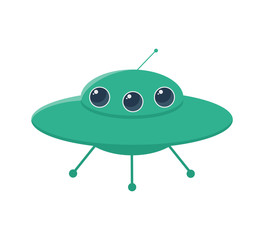 UFO rocket icons alien, space, science,  cartoon,