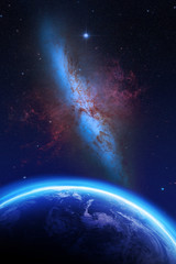 Obraz premium Planet Erde und Galaxie Nebula