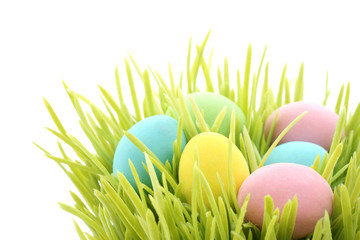 Easter chocolate eggs with copy space