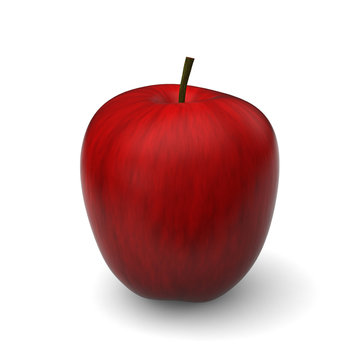 3D model of red apple on white background