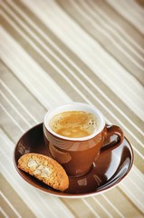 Espresso in a Cup on striped background