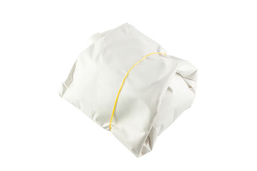 Food wrap in paper with elastic rubber,