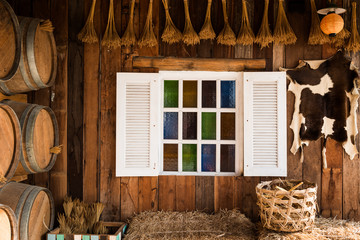 decorating the white window inside the room