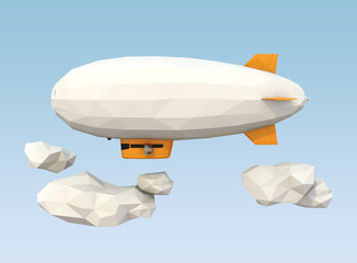 3D low poly blimp flying in the sky. Clipping path included. © chesky