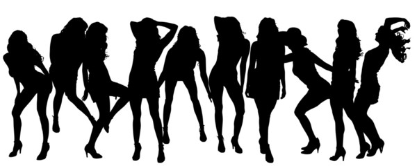 Vector silhouettes of sexy women.