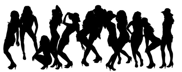 Vector silhouettes of sexy women.