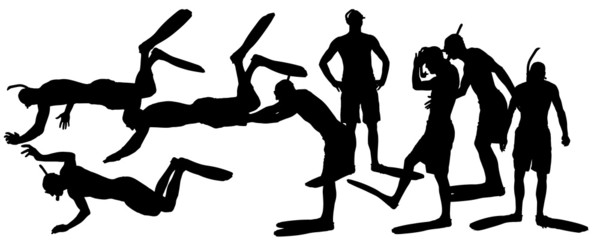 Vector silhouette of a diver.