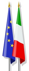 Bandiere:  Europa ed Italia insieme