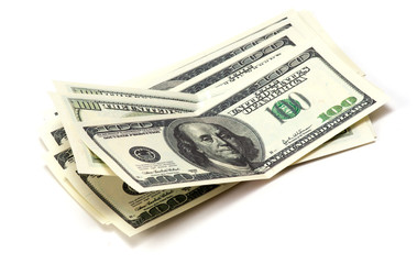 dollars on white background