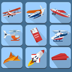 Set of transport icons - airplane