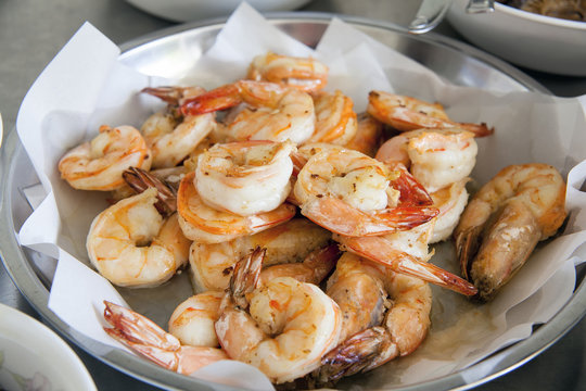 Cooked Prawns for Chinese Dish Closeup