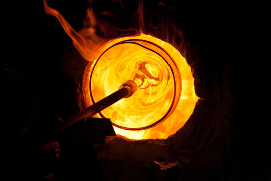 Glass Blower Using Torch Stock Photo - Download Image Now - Glass