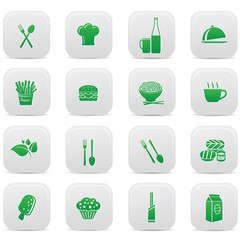 Food buttons,Green version,on white background