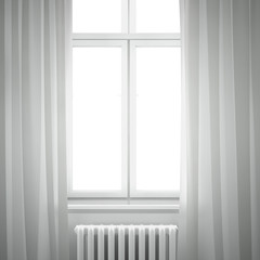 window frame with curtain